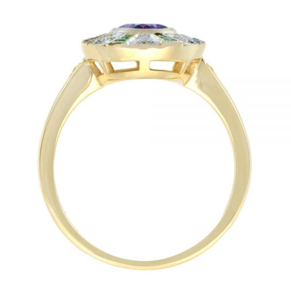 2.40ct Amethyst Emerald and Diamond Dress Ring