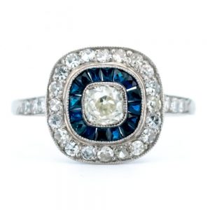 Vintage Diamond and Sapphire Target Cluster Ring