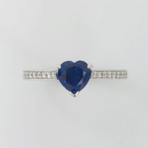 0.90ct Sapphire Heart and Diamond Ring