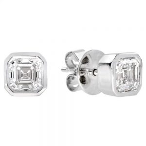 GIA Certified 1.47ct Octagonal Cut Diamond Stud Earrings