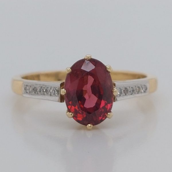 1.83ct Red Spinel Ring with Diamond Set Shoulers