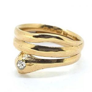 Antique Victorian Diamond and 18ct Gold Snake Ring