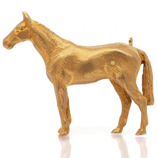 9ct yellow gold standing horse brooch by Alabaster and Wilson