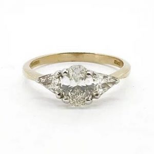 Vintage Oval and Trillion Diamond Trilogy Ring