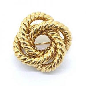 Tiffany Yellow Gold Rope Knot Twist Brooch