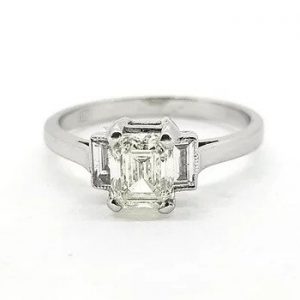 1.03ct Emerald Cut Diamond Ring with Baguette Shoulders