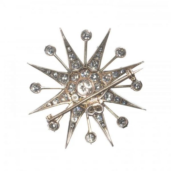 Antique Victorian 7ct Old Cut Diamond Star Brooch