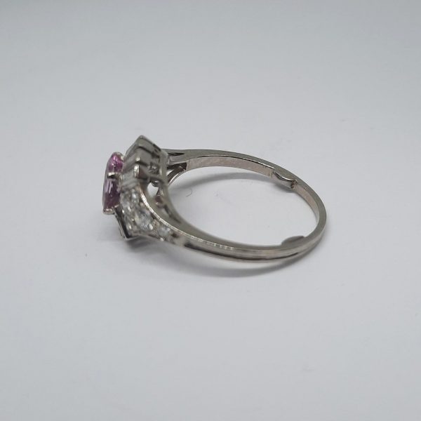 Vintage Pink Topaz and Diamond Fancy Cluster Ring