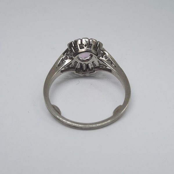 Vintage Pink Topaz and Diamond Fancy Cluster Ring