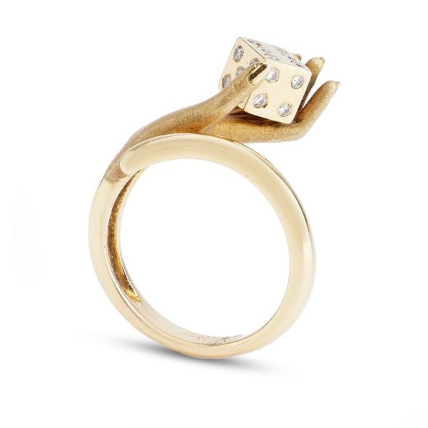 Carrera y Carrera for Cellini 18ct Gold Hand Ring with Diamond Dice