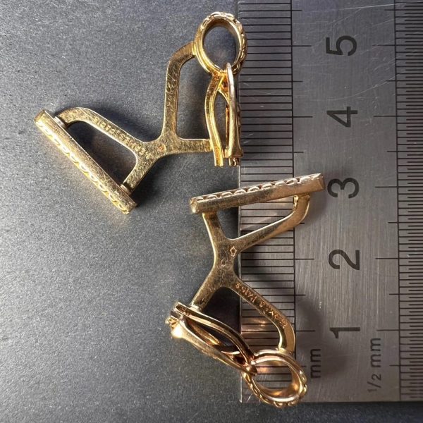 Hermes French 18ct Yellow Gold Stirrup Cufflinks, Signed Hermes Paris