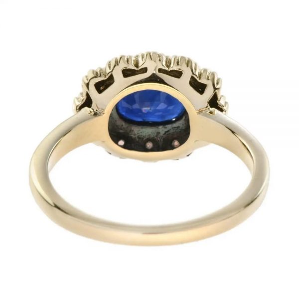 0.90ct Oval Sapphire and Opal Floral Cluster Ring