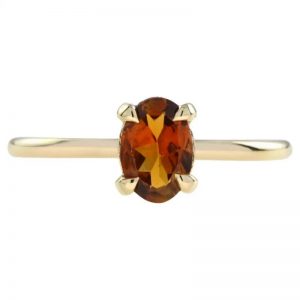 0.80ct Oval Yellow Tourmaline Solitaire Engagement Ring