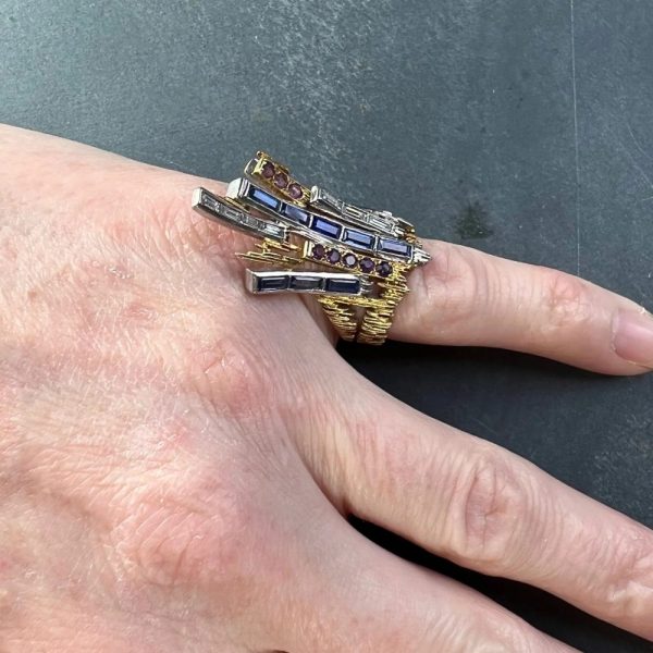 Charles de Temple Sapphire Diamond Amethyst Dress Ring