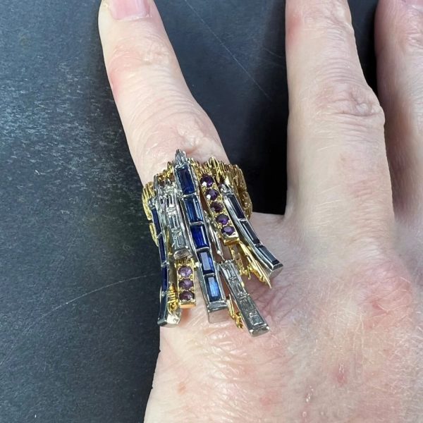 Charles de Temple Sapphire Diamond Amethyst Dress Ring