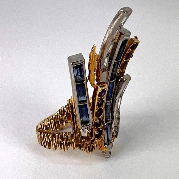 Charles de Temple Sapphire Diamond Amethyst Dress Ring