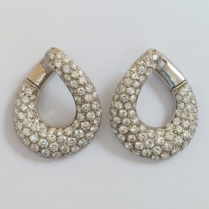 Vintage 1960's Diamond Hoop Earrings, 6 carats