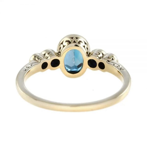 1.15ct Oval Blue Topaz and Sapphire Five Stone Ring