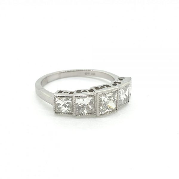Princess Cut Diamond Five Stone Ring in Platinum, 2.30 carat total