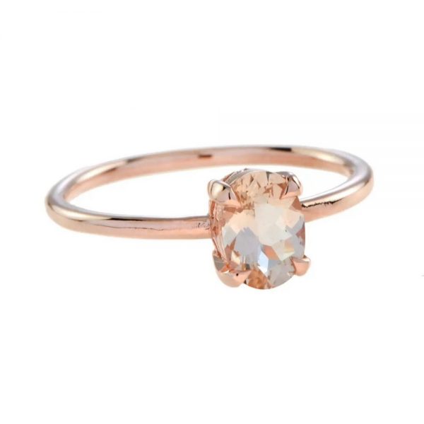 1.20ct Oval Pink Morganite Solitaire Engagement Ring