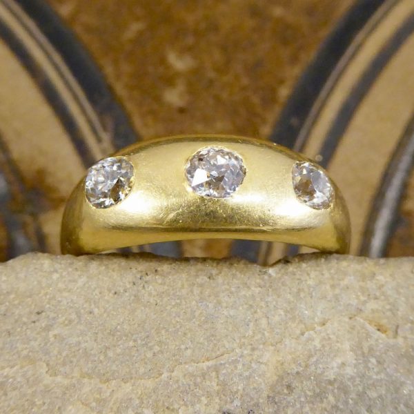 Antique Late Victorian Diamond Three Stone Gypsy Set Ring