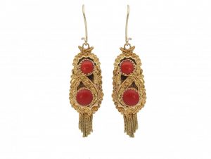 Antique Victorian Coral Gold Earrings