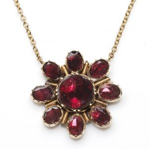 Antique Victorian Garnet Pendant Necklace