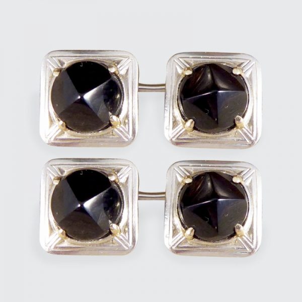 Art Deco Onyx Set Platinum Cufflinks