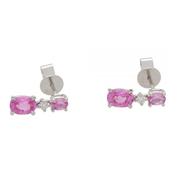 1.68ct Pink Sapphire and Diamond Drop Earrings