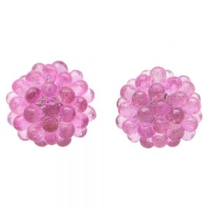 Hydrangea Briolette Pink Sapphire Floral Cluster Earrings
