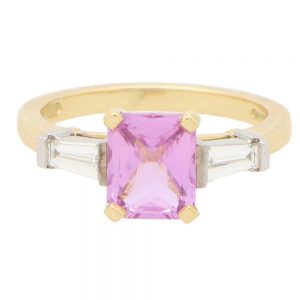 1.62ct Pink Sapphire and Diamond Three Stone Ring