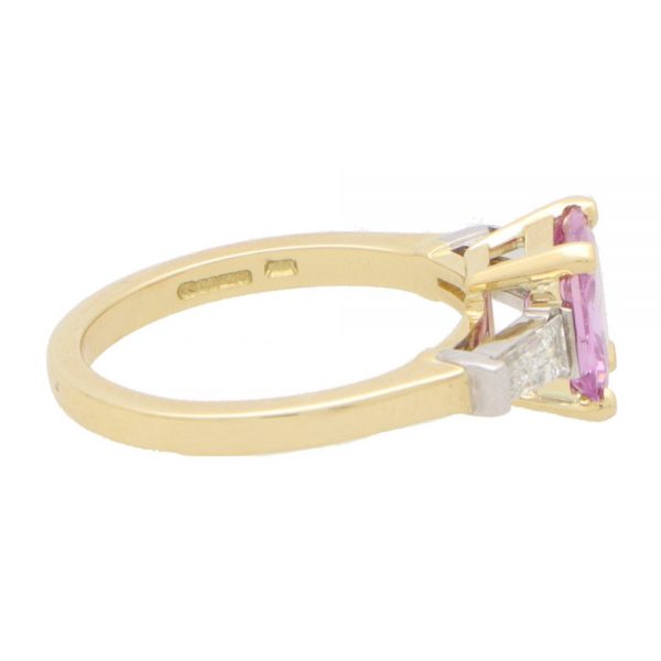 1.62ct Pink Sapphire and Diamond Three Stone Ring