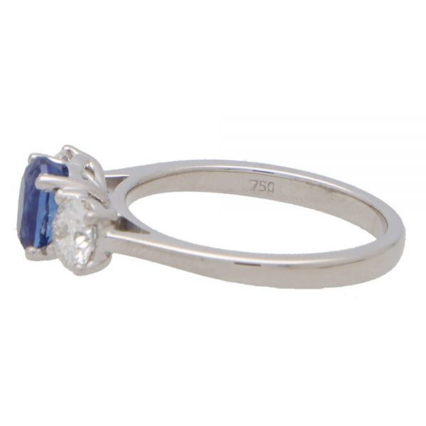 GIA Certified Sapphire and Diamond Three Stone Ring