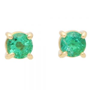 0.52ct Emerald Solitaire Stud Earrings