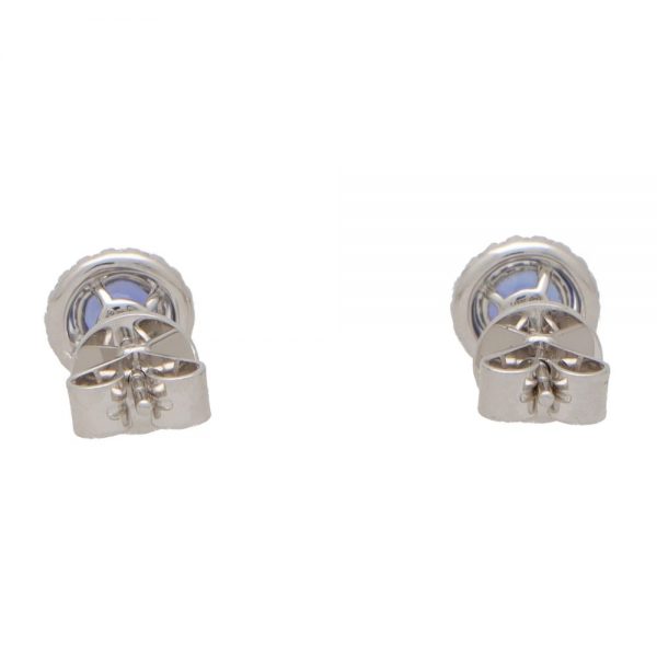 1.11ct Sapphire and Diamond Round Cluster Stud Earrings