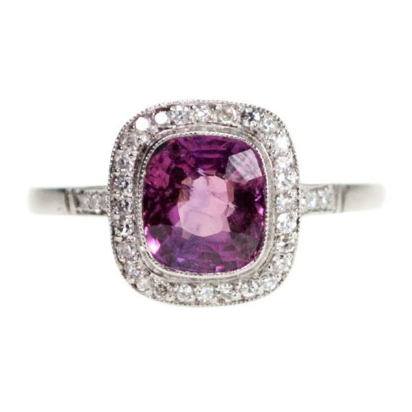 Vintage 1.65ct Pink Sapphire and Diamond Ring