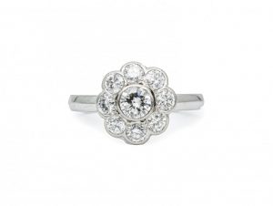 Vintage 1.70ct Diamond Daisy Cluster Ring