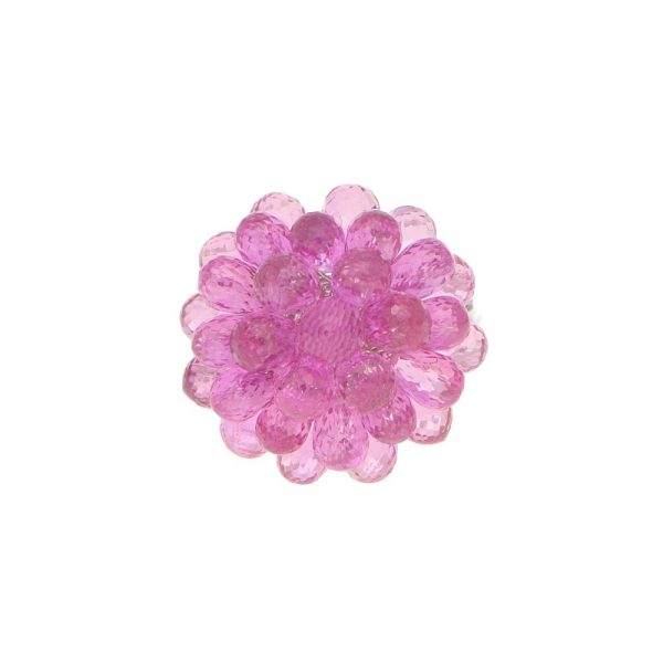 Hydrangea 21.23ct Briolette Pink Sapphire Cluster Cocktail Ring