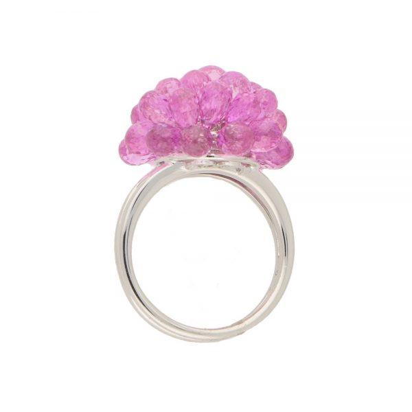 Hydrangea 21.23ct Briolette Pink Sapphire Cluster Cocktail Ring