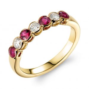 0.49ct Ruby and Diamond Half Eternity Band Ring