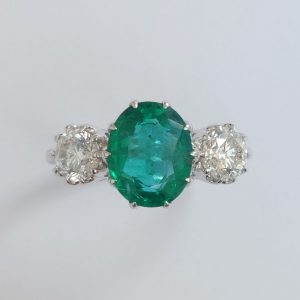 1.95ct Oval Emerald and Diamond Ring