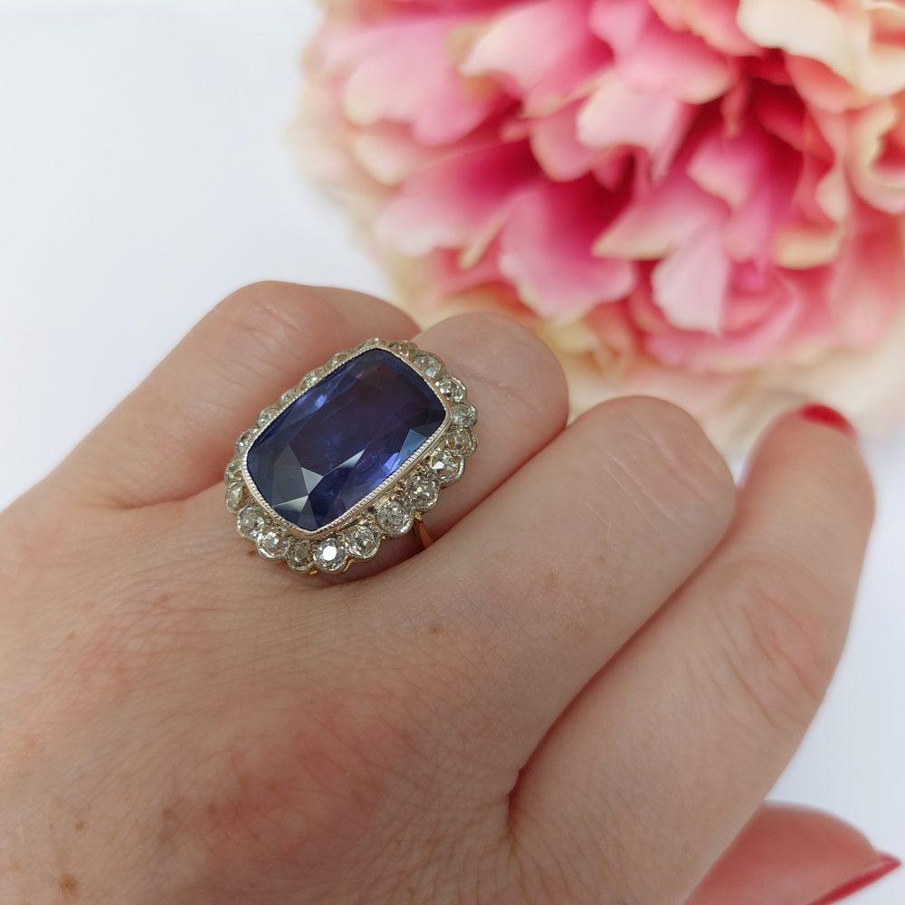 Edwardian Platinum Colour Change Sapphire & Diamond Ring (360P) | The  Antique Jewellery Company