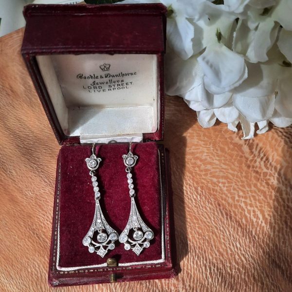 Antique Art Deco Diamond Drop Earrings