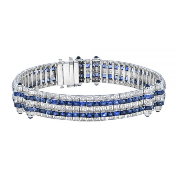 Art Deco Style 36.5ct Sapphire and Diamond Bracelet