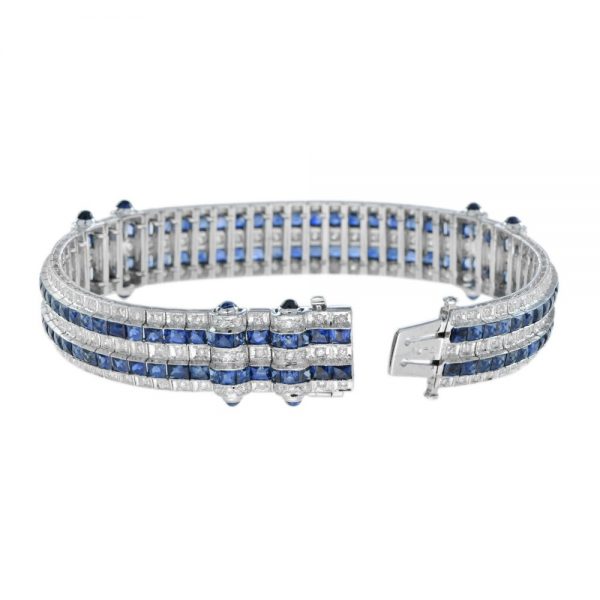 Art Deco Style 36.5ct Sapphire and Diamond Bracelet