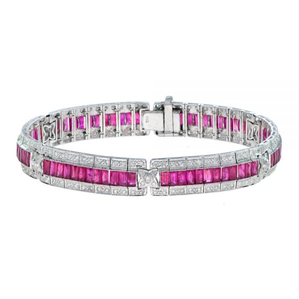 Art Deco Style Ruby and Diamond Bracelet