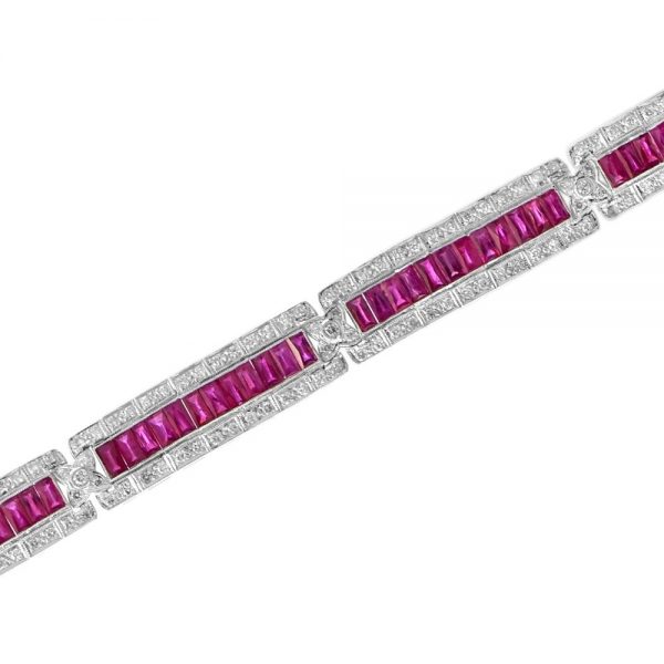 Art Deco Style Ruby and Diamond Bracelet