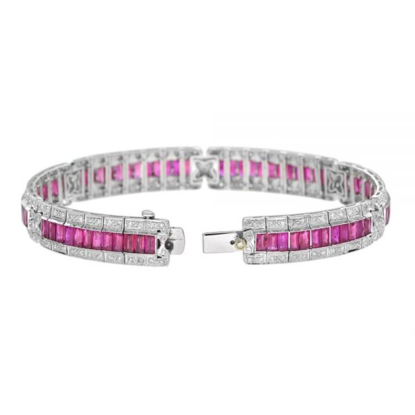 Art Deco Style Ruby and Diamond Bracelet