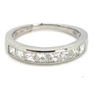 1ct Princess Cut Diamond Half Eternity Band Ring in Platinum