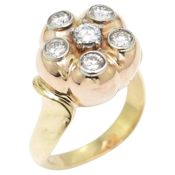 Vintage Boucheron Diamond Cluster Ring in 18ct Bi Colour Gold